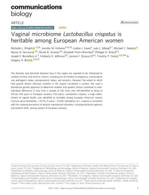 Vaginal Microbiome Lactobacillus Crispatus Is Heritable Among European American Women