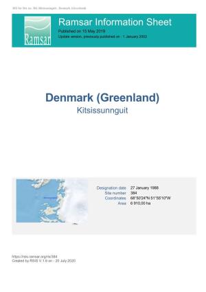 Greenland) Ramsar Information Sheet Published on 15 May 2019 Update Version, Previously Published on : 1 January 2002