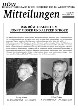 Das Döw Trauert Um Jonny Moser Und Alfred Ströer