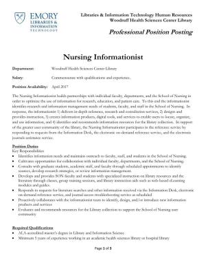 Nursing Informationist