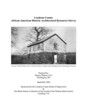 Loudoun County African-American Historic Architectural Resources Survey