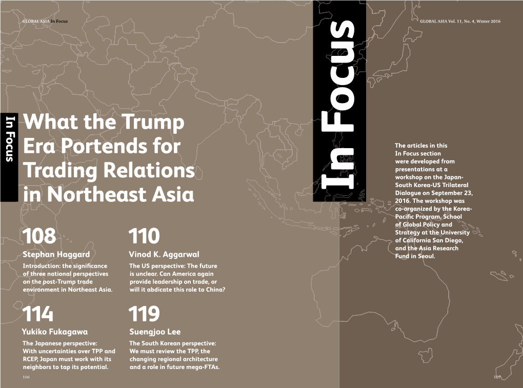 What the Trump Era Portends for Trading Relations in Northeast Asia Global Asia Vol