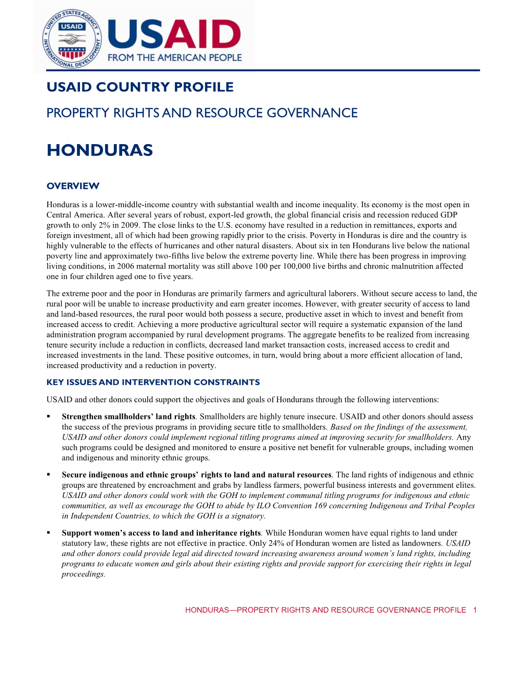 Usaid Country Profile Property Rights and Resource Governance