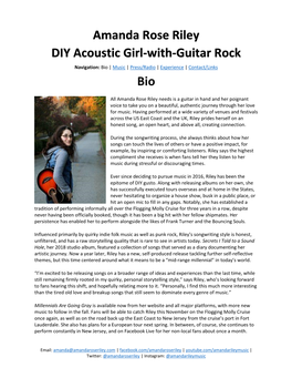 Amanda Rose Riley DIY Acoustic Girl-With-Guitar Rock Navigation: Bio | Music | Press/Radio | Experience | Contact/Links