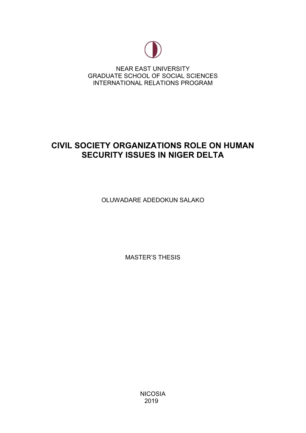 Civil Society Organizations Role on Human Security Issues in Niger Delta