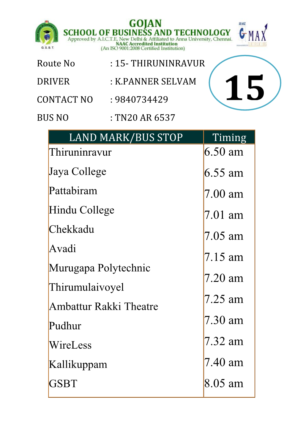 6.50 Am 6.55 Am 7.00 Am 7.01 Am 7.05 Am 7.15 Am 7.20 Am 7.25 Am