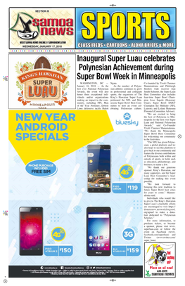 Inaugural Super Luau Celebrates Polynesian Achievement During C M Super Bowl Week in Minneapolis Y K WASHINGTON, DC — Ngata