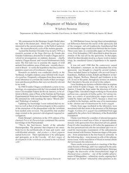 A Fragment of Malaria History W Lobato Paraense