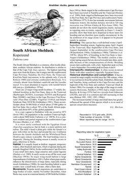 South African Shelduck (Winterbottom 1968A; Geldenhuys 1980A; Tarboton Et Al