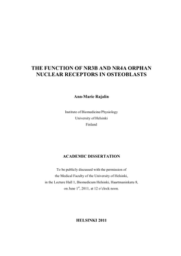 The Function of Nr3b and Nr4a Orphan Nuclear Receptors in Osteoblasts