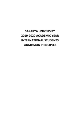 Sakarya University 2019-2020 Academic Year International Students