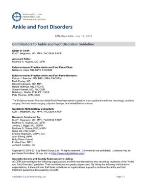 Ankle and Foot Disorders Guideline