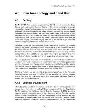 4.0 Plan Area Biology and Land Use