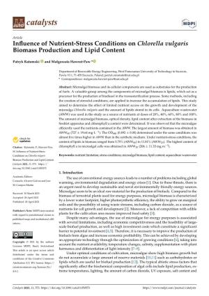 Influence of Nutrient-Stress Conditions on Chlorella Vulgaris Biomass