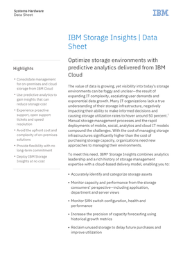 IBM Storage Insights | Data Sheet