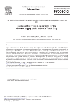 Sustainable Development Options for the Chestnut Supply Chain in South Tyrol, Italy