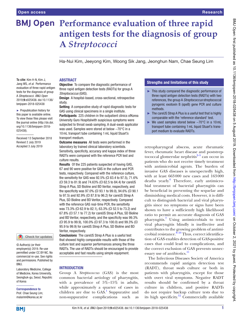 Performance Evaluation of Three Rapid Antigen Tests for the Diagnosis of Group a Streptococci