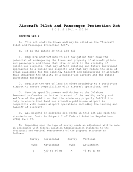 Aircraft Pilot and Passenger Protection Act 3 O.S