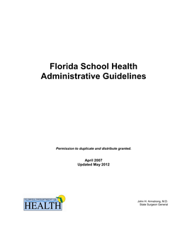 Florida School Health Administrative Guidelines