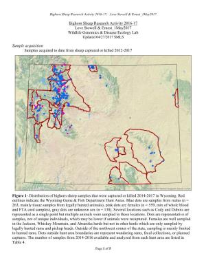 Bighorn Sheep Research Activity 2016-17 Love Stowell & Ernest 1May2017 Wildlife Genomics & Disease Ecology Lab Updated 04/27/2017 SMLS
