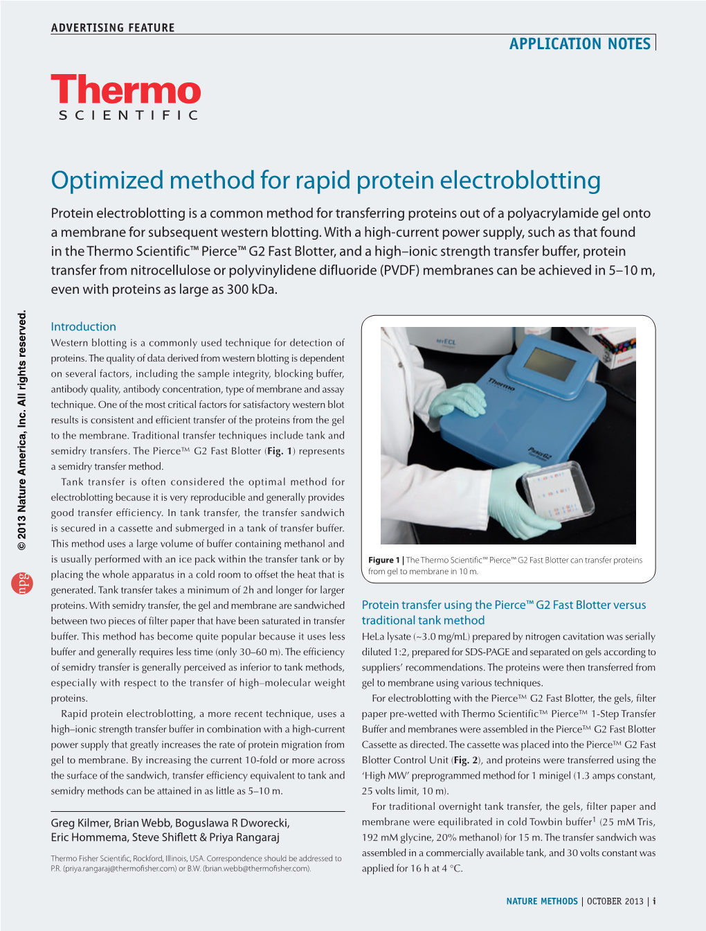Optimized Method for Rapid Protein Electroblotting