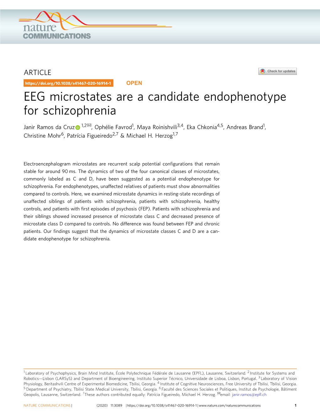 EEG Microstates Are a Candidate Endophenotype For