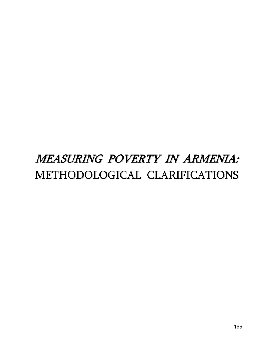 Measuring Poverty in Armenia