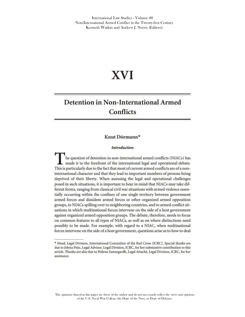 Detention in Non-International Armed Conflicts