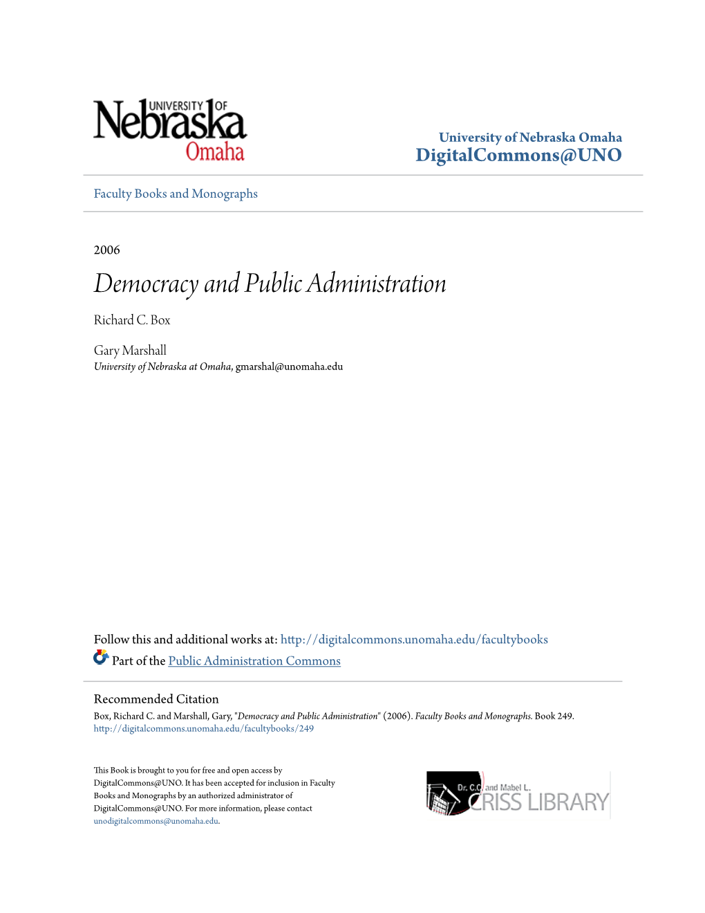 Democracy and Public Administration Richard C