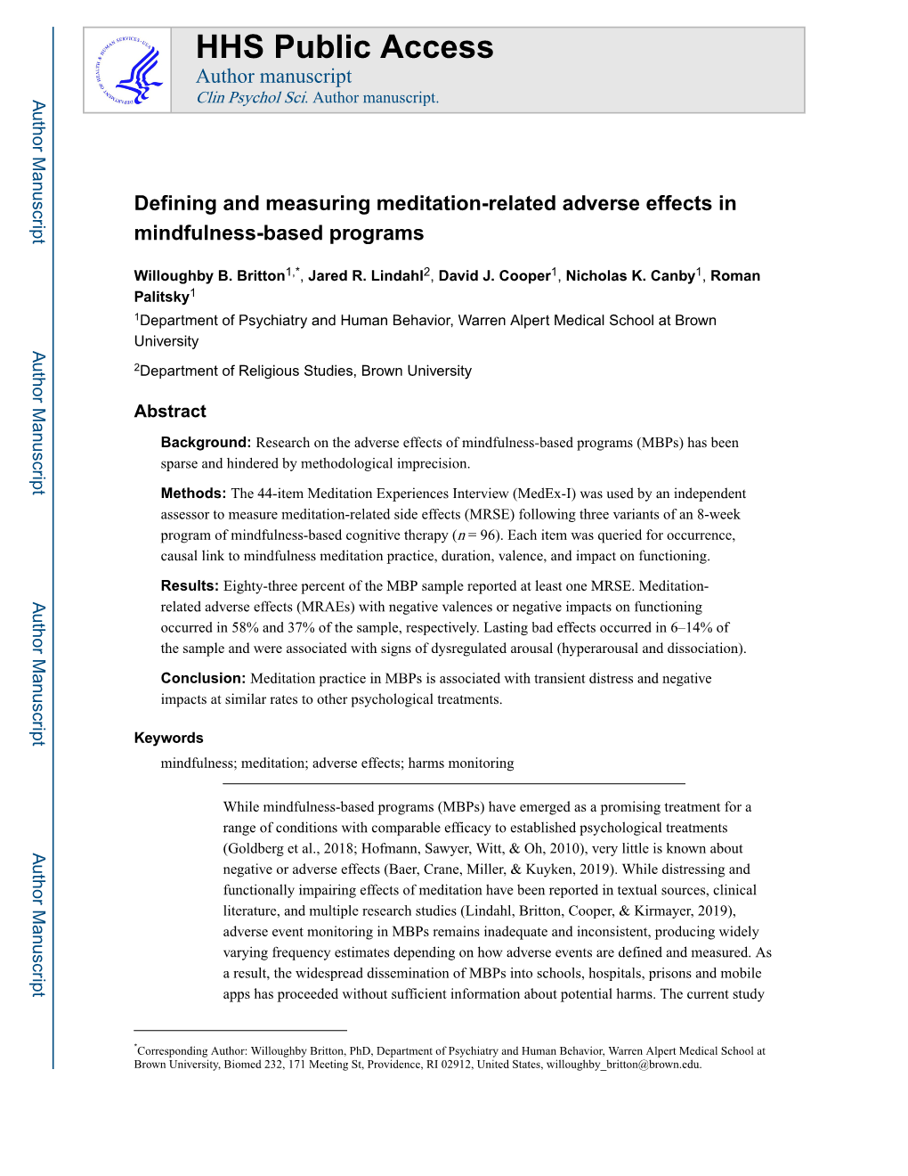 Defining and Measuring Meditation-Related Adverse Effects in Mindfulness-Based Programs