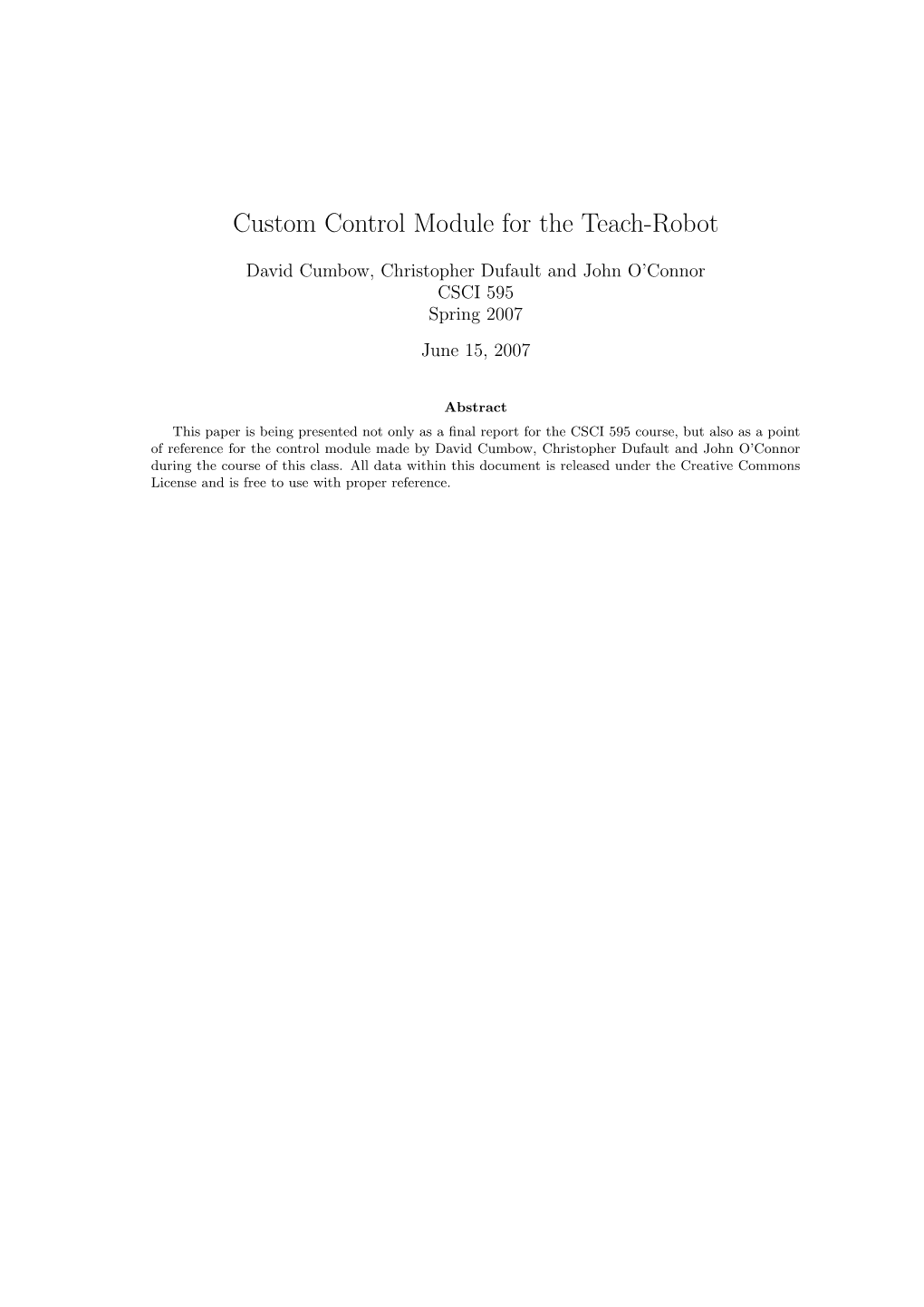 Custom Control Module for the Teach-Robot