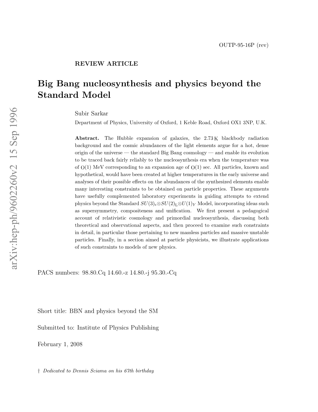 Big Bang Nucleosynthesis and Physics Beyond the Standard Model