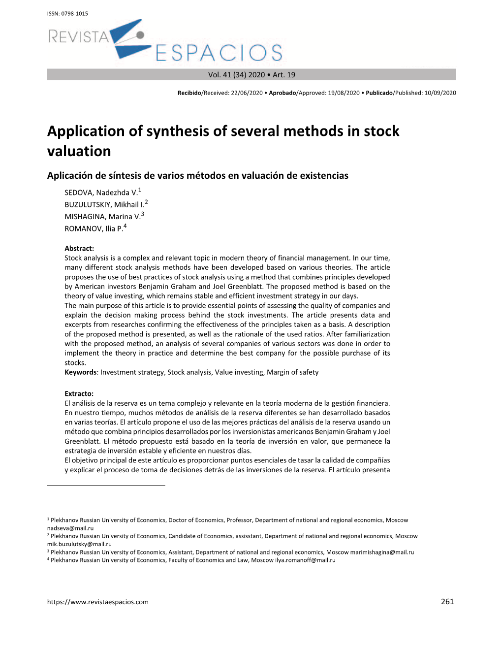 Application of Synthesis of Several Methods in Stock Valuation
