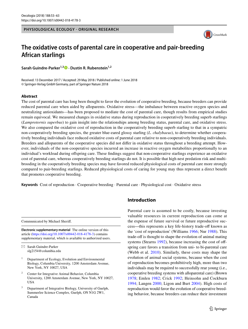 The Oxidative Costs of Parental Care in Cooperative and Pair-Breeding