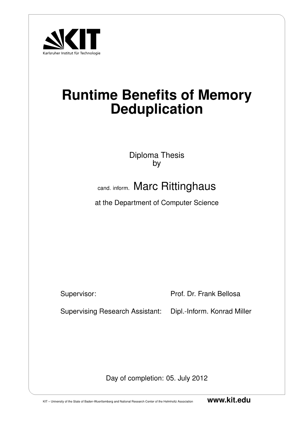 Runtime Benefits of Memory Deduplication