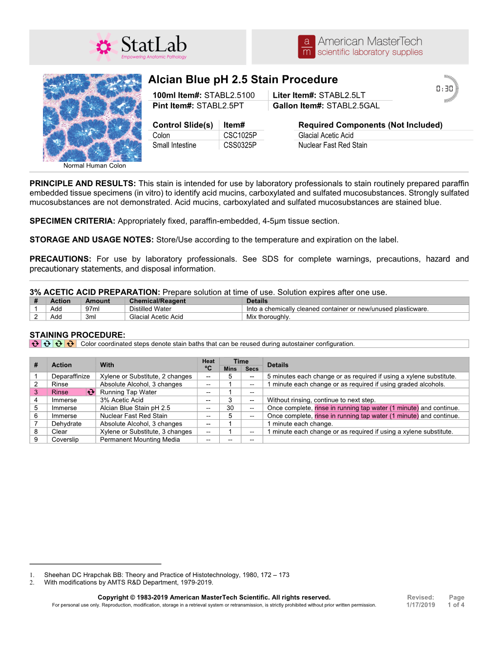 Alcian Blue Ph 2.5 Stain Procedure