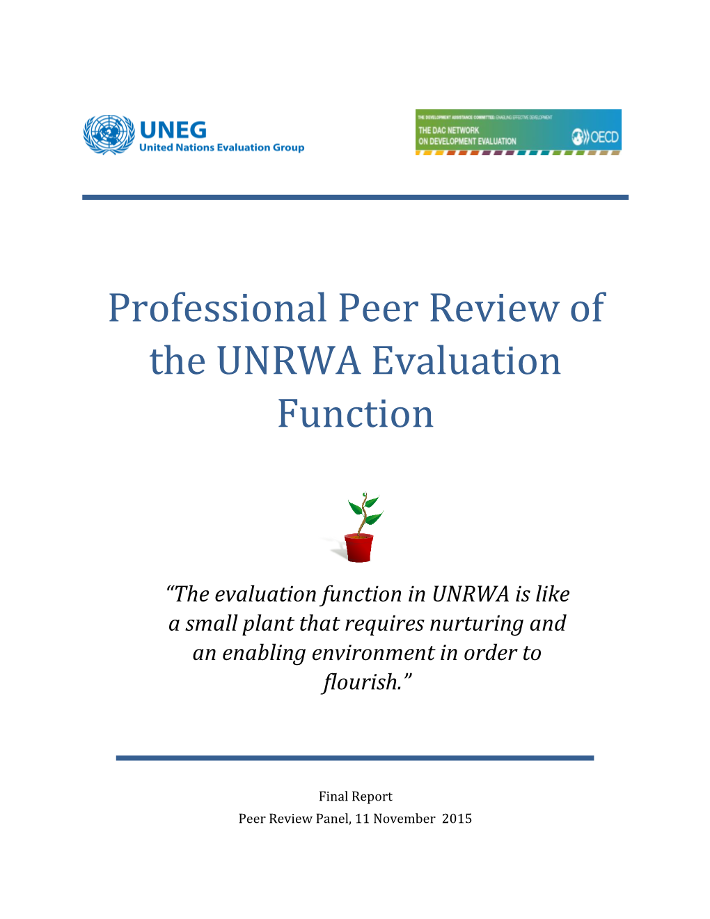 Professional Peer Review of the UNRWA Evaluation Function