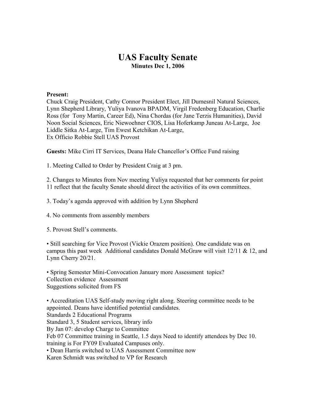 UAS Faculty Senate