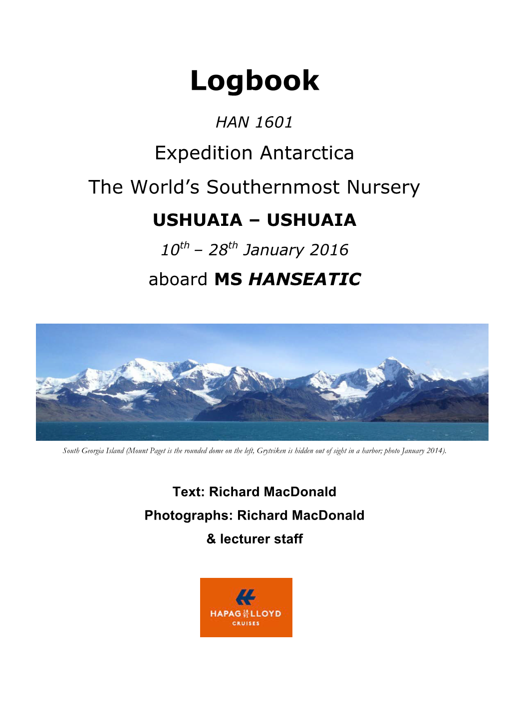 Passenger Logbook: Expedition Antarctica