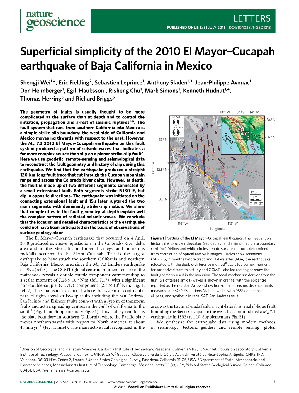 Cucapah Earthquake of Baja California in Mexico