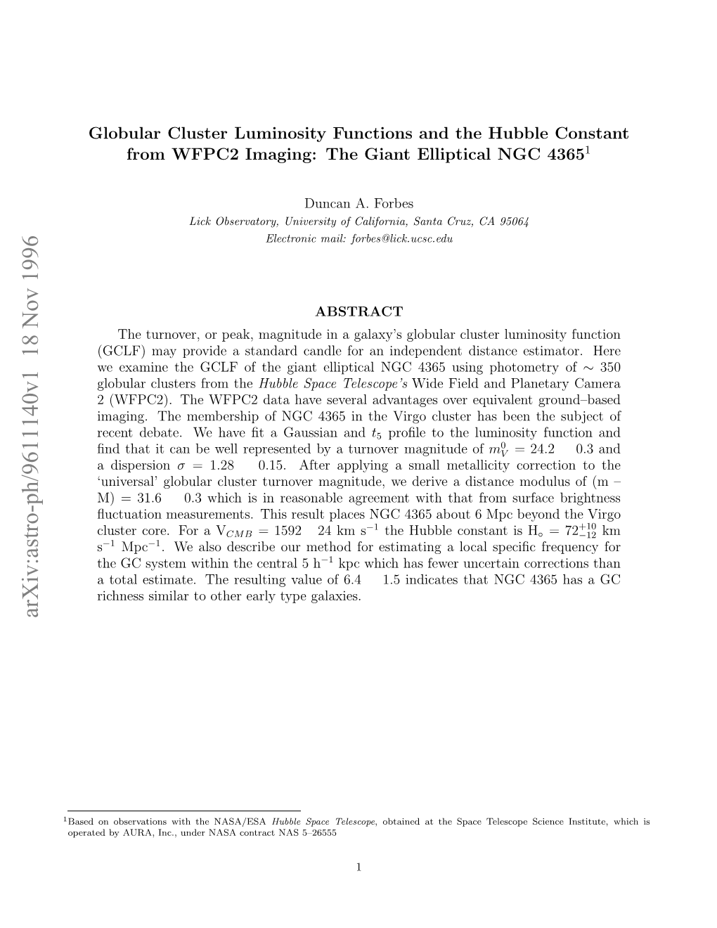 Globular Cluster Luminosity Functions and the Hubble Constant From