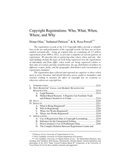 Copyright Registrations: Who, What, When, Where, and Why