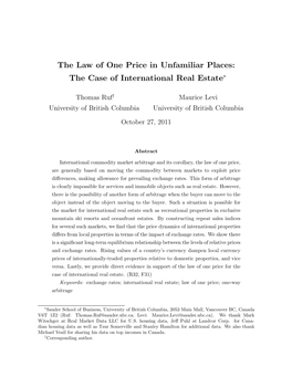 The Law of One Price in Unfamiliar Places: the Case of International Real Estate∗
