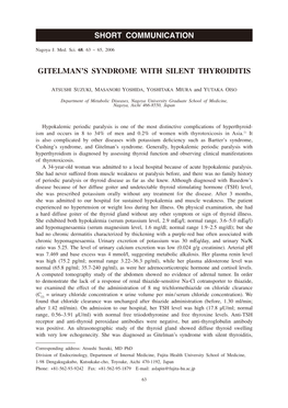 Gitelman's Syndrome with Silent Thyroiditis