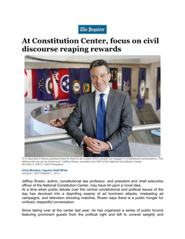 At Constitution Center, Focus on Civil Discourse Reaping Rewards