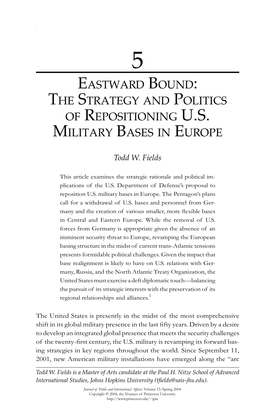 The Strategy and Politics of Repositioning U.S. Military Bases in Europe 79