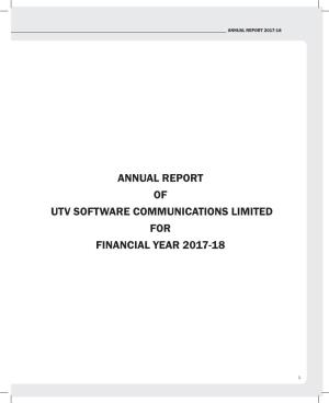 Annual Report of Utv Software Communications Limited for Financial Year 2017-18