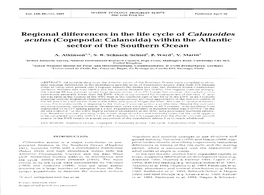 Regional Differences in the Life Cycle of Calanoides Acutus (Copepoda: Calanoida) Within the Atlantic Sector of the Southern Ocean