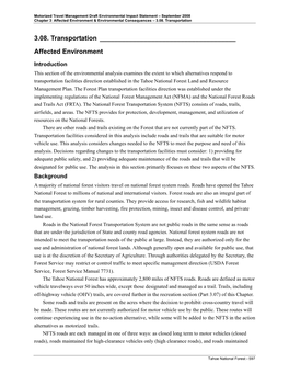 Motorized Travel Management Draft Environmental Impact Statement – September 2008 Chapter 3: Affected Environment & Environmental Consequences – 3.08