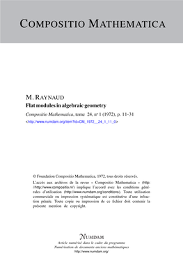 Flat Modules in Algebraic Geometry Compositio Mathematica, Tome 24, No 1 (1972), P